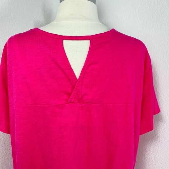 Terra & Sky Pink Knit Crochet Top 3X (24-26W) Short Sleeves Pullover Cot/Poly - Picture 8 of 10